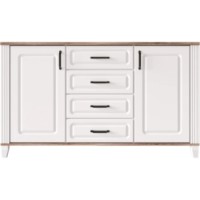 Comodă BRW Candi KOM2D4S Alpine White/Stirling Oak/White Mat