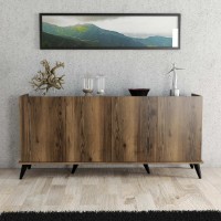 Тумба Trendy Elegante 1604 Walnut/Black Marble 180x81x45cm GTR006305