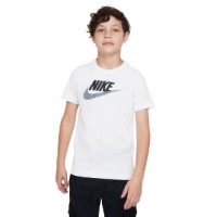 Tricou pentru copii Nike Sportswear White/Black/Smoke Grey, s.S