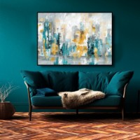 Pictură ArtShop Blue & Gold Abstract Spots 45x30cm (PA195-XL-L)