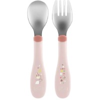 Set lingurita si furculita Kikka Boo 2pcs 18m+ Peach (179411)
