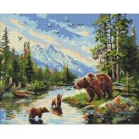 Mozaic cu diamante Ideyka Bear And Cubs 40x05cm (AMO20089) 