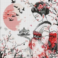 Mozaic cu diamante Ideyka Geisha's Tea 40x50cm (AMO8328) 