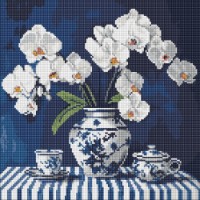 Алмазная мозаика Ideyka Orchid In Porcelain 40x40cm (AMO8255) 