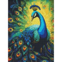 Алмазная мозаика Ideyka Sophisticated Peacock With Hologram Rhinestones 30x40cm (AMC20190) 