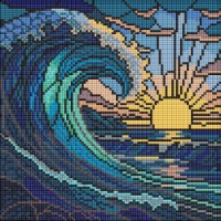 Алмазная мозаика Ideyka Stained Glass Window. The Wave 5 30x30cm (AMO8320) 