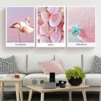 Pictură ArtShop Flamingo-Shells-Beach Triptych 40x60cm (SET124)