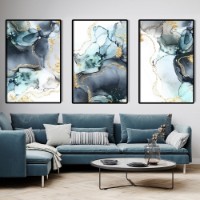 Pictură ArtShop Fluid Art in Blue Shades Triptych 30x45cm (SET356-M)