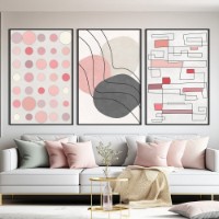Картина ArtShop Geometry in Pink Gray Colors Triptych 40x60cm (SET568-M-L)