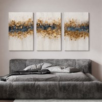 Pictură ArtShop Gold and Blue Abstraction Triptych 60x90cm (SET494-XL-L)
