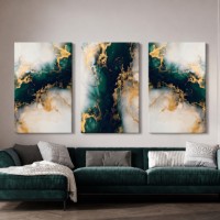 Картина ArtShop Green & Gold Abstract Marble Triptych 40x60cm (SET466-XL)