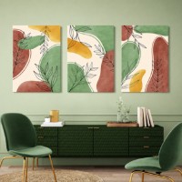 Картина ArtShop Leaves on Multicolored Background Triptych 60x90cm (SET362-XL-L)