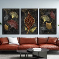 Pictură ArtShop Leaves with Golden Edges Triptych 30x45cm (SET557-M)