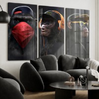 Картина ArtShop Stylish Monkeys Triptych 60x90cm (SET581-XL-L)