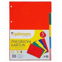 Separatori de foi din carton Optimum A4/50pcs 5 Colours (20753)