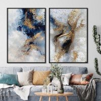 Картина ArtShop Golden Abstraction With Blue and Gray Diptych 30x45cm (SET574-L)