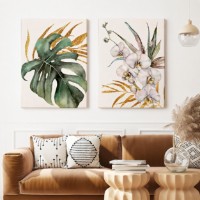 Картина ArtShop Leaves and White Orchids Diptych 30x45cm (SET285)