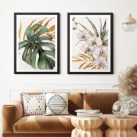 Pictură ArtShop Leaves and White Orchids Diptych 40x60cm (SET285-M-PL)