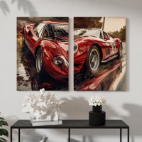 Pictură ArtShop Retro Red Car Diptych 30x45cm (SET588)