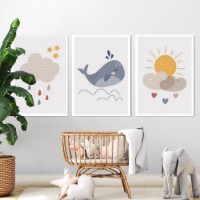 Pictură ArtShop Fish, Sun & Cloud 30x45cm (SET423)