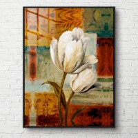 Pictură ArtShop White Tulip On Abstract Brown Background 50x75cm (PA23-M)