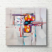Pictură ArtShop Yellow Accent on Gray Square 100x100cm (PA12-PL)