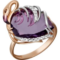 Кольцо из красного золота с аметистом и бесцветным топазом Platina 01-5287-00-225-1110-46 3,96g s.18