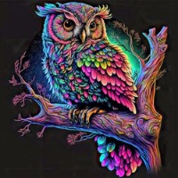 Tablou pe numere Strateg Животные на черном фоне Цветная Сова 40X40cm (57212)
