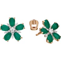 Серьги из красного золота с халцедоном и цирконием Platina 02-3393-00-275-1110-47 2,13g