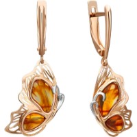 Серьги из красного золота с янтарем Platina 02-4345-00-271-1110-46 3,23g