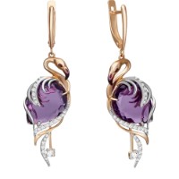 Серьги из красного золота с аметистом и бесцветным топазом Platina 02-4367-00-225-1110-46 7,56g