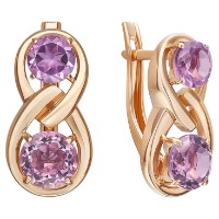 Серьги из красного золота с аметистом Platina 02-5420-00-203-1110 3,62g