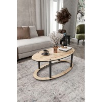 Măsuţă cafea Hanah Home Hole Ellipse Oak