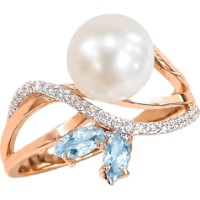 Кольцо из красного золота с жемчугом и топазом Platina 01-2191-00-306-1110-31 3,57g s.19