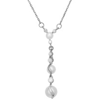 Colier din aur alb cu perla si zirconiu Platina 07-0108-00-302-1120-31 3,43g