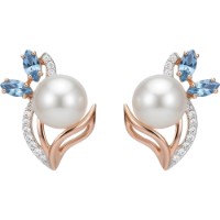 Cercei din aur rosu cu perla,topaz si zirconiu Platina 02-1387-00-306-1110-31 5,29g