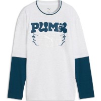 Детский лонгслив Puma Mid90s Layered Long Sleeve White Glow Heather, s.152
