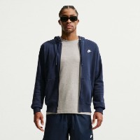 Мужская толстовка Nike Club Full-Zip Fleece Obsidian/White, s.XL