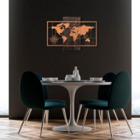 Декоративное панно Wallity World Map Wıth Compass Copper