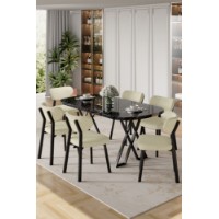 Set mobilă pentru bucătărie Hanah Home Axton Black Marble Cream