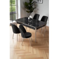Комплект для столовой Hanah Home Nira Black Marble Chrome Black