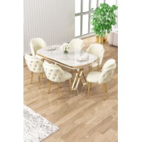 Комплект для столовой Hanah Home Zae White Marble Gold Cream
