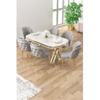 Set mobilă pentru bucătărie Hanah Home Zae White Marble Gold Grey