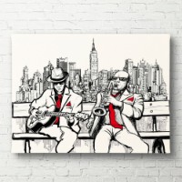 Картина ArtShop Musicians On A Bench 75x50cm (PMU6-M-PL)
