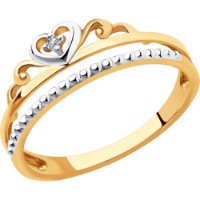 Inel din aur rosu cu diamant Casa Bosco 1011938 1,58g s.17,5