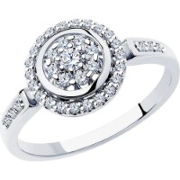 Inel din aur alb cu diamante Casa Bosco 1012168-3 2,63g s.18,5
