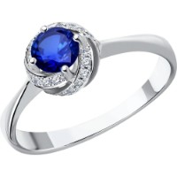 Inel din aur alb cu diamante si safir Casa Bosco 2011040  2,11g s.18