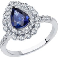 Inel din aur alb cu diamante si safir Casa Bosco 2011214-3 3,84g s.18