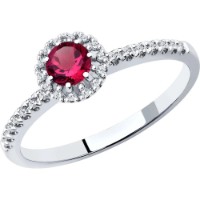 Inel din aur alb cu diamante si rubin Casa Bosco 4010655-3 1,68g s.17,5