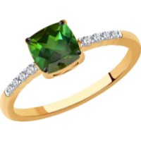 Inel din aur rosu cu diamante si turmalina Casa Bosco 6014204 1,68g s.16